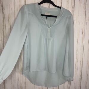 Anthropologie HD in Paris Silky Light Blue Blouse